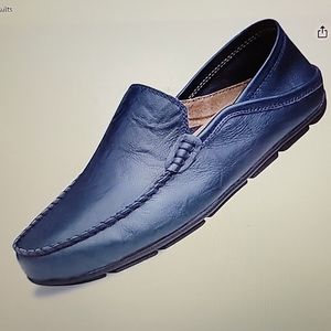 Go Tour navy blue Premium Genuine Leather casual slip on loafers driving…12 NEW